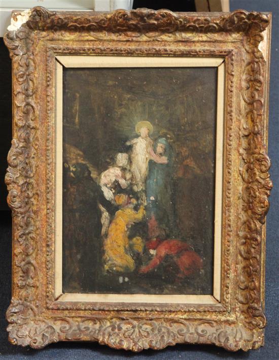Adolphe Monticelli (1824-1886) Madonna and attendants 12.75 x 8.5in. ex-collection William de Belleroche